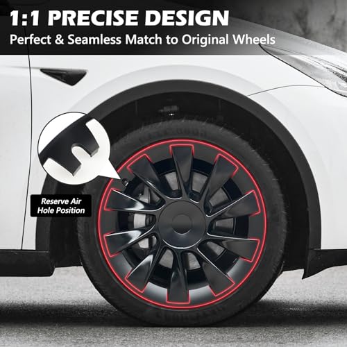 Klutchtech Model Y Wheel Rim Protector, 4 PCS 20 Inches ABS Rim Hubcaps for Model Y Accessories 2020-2024, Wheels Rim Protection Accessories (Matte Black, 20\") - Thumbnail 6