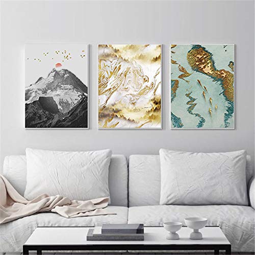 Toile peinture salon design montagne abstrait pour décoration murale