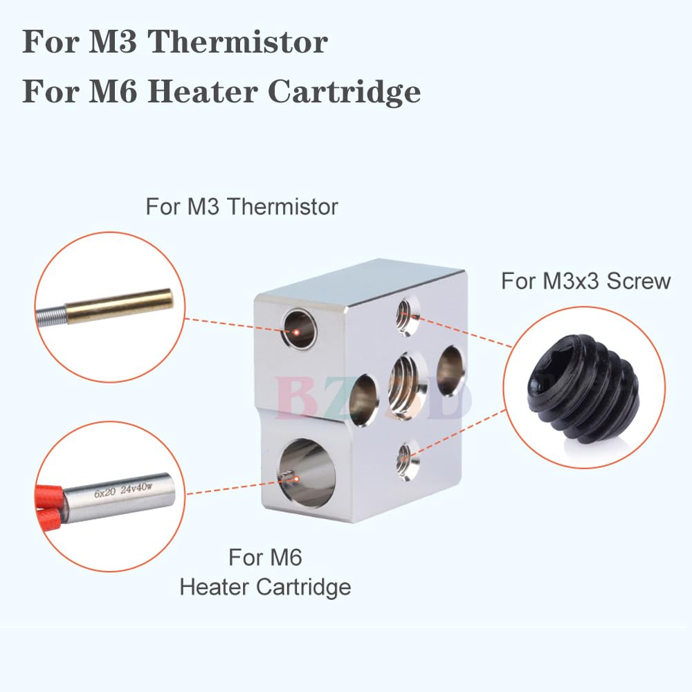 CR-6 SE All Metal Plated Copper Hotend Kit pour CR6 SE,CR-6 SE MAX Hotend,Upgrade Heatbreak Bimétallique,Bloc Chauffant Cuivre Plaqué Haute Température 500℃, Buse 0.4mm.