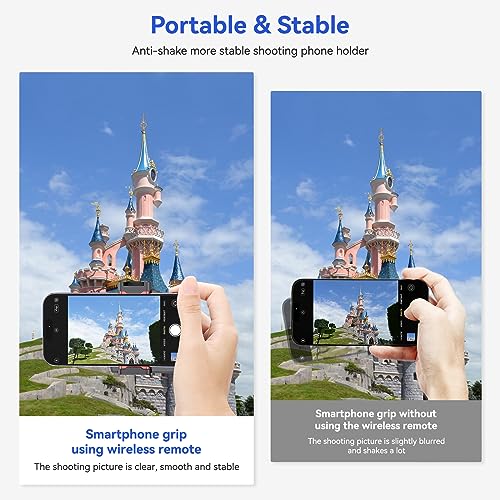 UURIG PH-14 Smartphone Camera Shutter Handle Grip w Detachable Wireless Bluetooth Remote Control,Three-Gear Adjustable Fill Light for iPhone Samsung Google OnePlus Phones Video/Photo Shooting