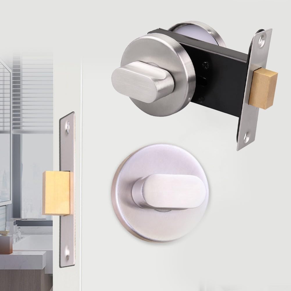 Latch Indicating Lock,Indicator Door Lock Toilet Door Lock, Bathroom Indicator Lock Bolt Privacy WC Toilet Door Lock Satin Stainless Steel for Bathroom, Hotel, Malls