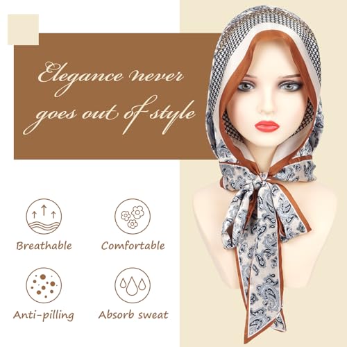 FADACHY Lightweight Head Scarf for Women's Hair, Printed Scarf Silk Bandanas for Women, Neck Scarf Hair Scarf, 31.8 Inches4