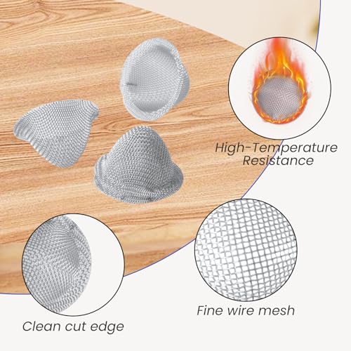 40PCS Stainless Steel Pipe Screens, 2/3 inch Pre-Cut Pipe Bowls Tapered Filter Screen Smoking Mesh Gauze Screen Small Metal Mesh Filter for Weed Pipe Bong Faucets (Silver) - Image 4