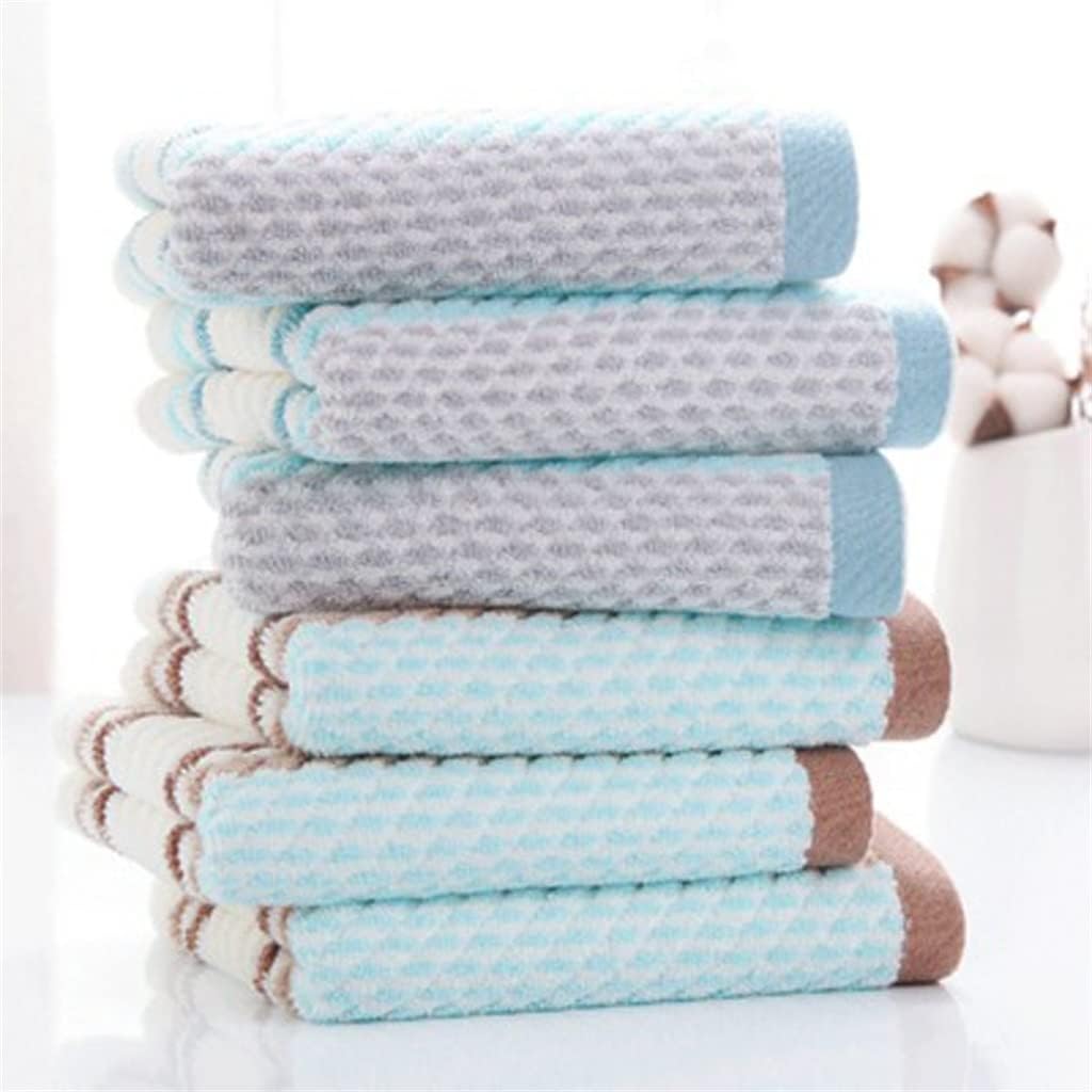 Color Striped Stripes face Towel Thickened Soft Bath Household Beach Hand Non-Fading Towel Set(D)