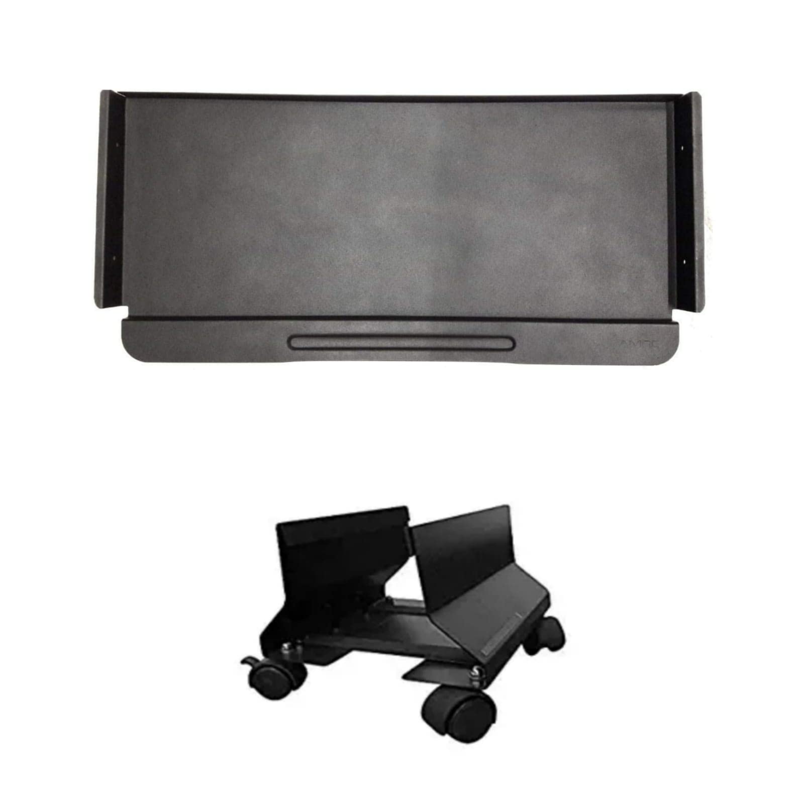Bosney Combo Metal Keyboard Tray Without Mouse Pad with Keyboard Channel Black and Metal CPU Trolley Black-image-28