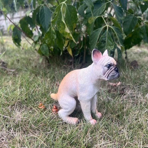 Estatua perro divertido con excremento en resina miniatura 2