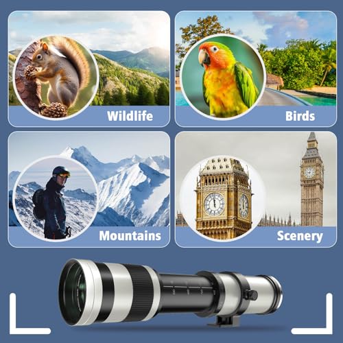Image of Lightdow Telephoto Lens 420-800mm F /8.3 for Canon EF Manual Telephoto Zoom Lens for Canon EOS Rebel T8i T7 T7i T6 T6s T6i T5 T5i T4i T3i T3 T2i T1i 250D 750D 760D 1200D 1300D 2000D DSLR Cameras