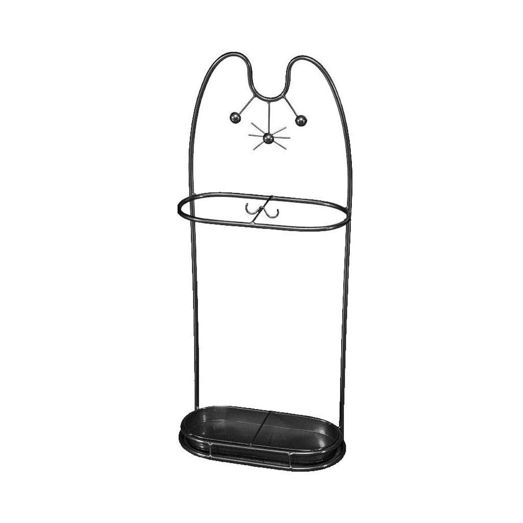 KLerDH Umbrella Stand, Metal ，Household ， with Hooks Drain Tray(Svart)