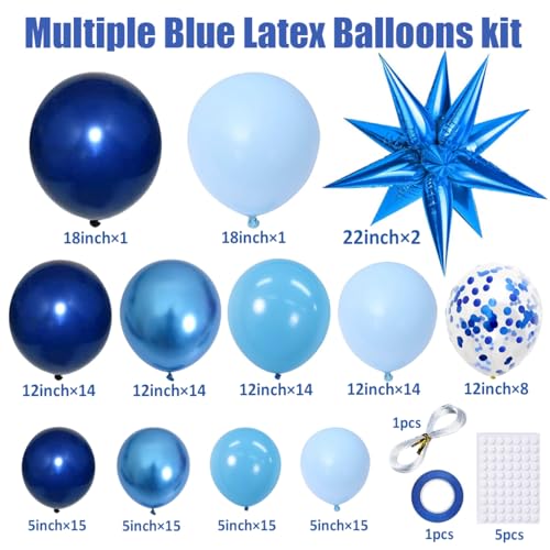 Blue Balloon Arch Kit Garland, Chrome Blue Light Navy Blue Balloons for Winter Wonderland Baby Shower Birthday Christmas Hanukkah New Years Eve Graduation Anniversary Decorations - Image 3
