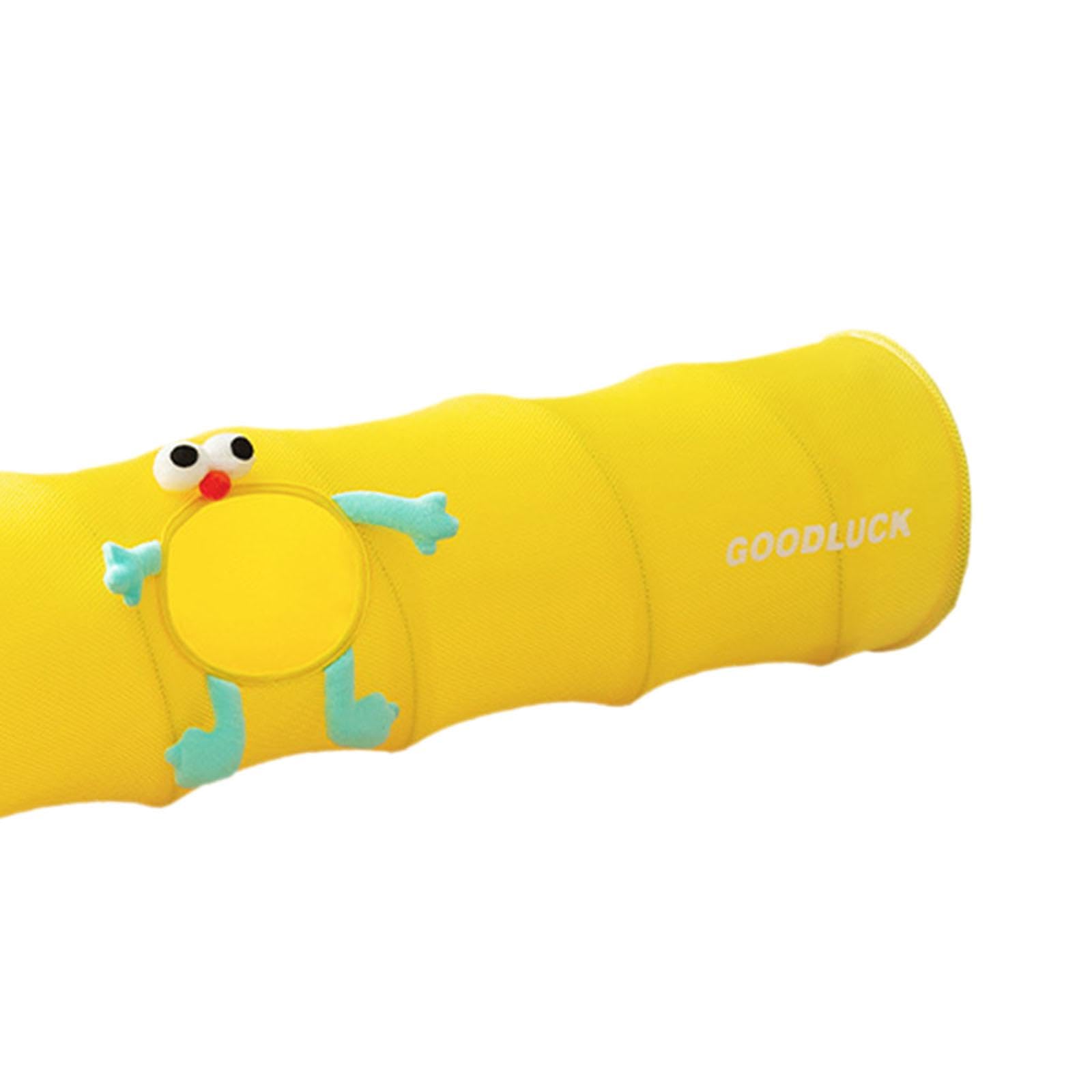 Tunnel pour Chat Tunnel de Jeu Animaux Jouet Chaton Interactif avec Boule Suspendue Conçu en Tissu Pliable Respirant Idéal pour Lapins Chiots Hamsters, Jaune S