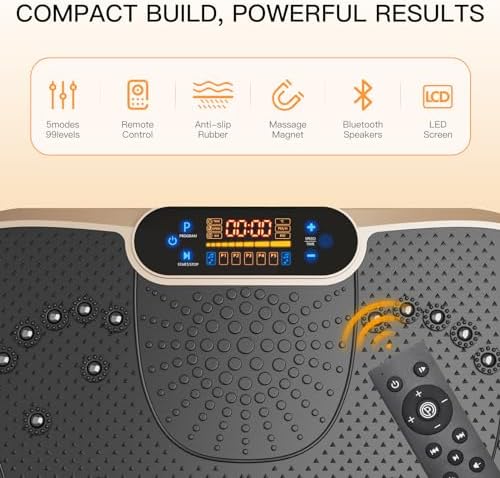 Bild 4 - Dripex Vibrationsplatte, 3D Trainingsgerät mit 99 Vibrationsstufen, 5 Trainingsprogramme, Bluetooth Lautsprecher, Trainingsbänder