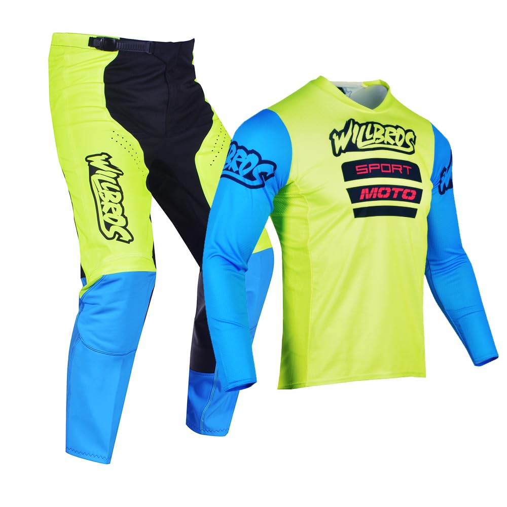 Pantalones de Jersey Camiseta de Motocross MX Traje Bicicleta Todoterreno Equipo de Protección para Motocicletas Adultos