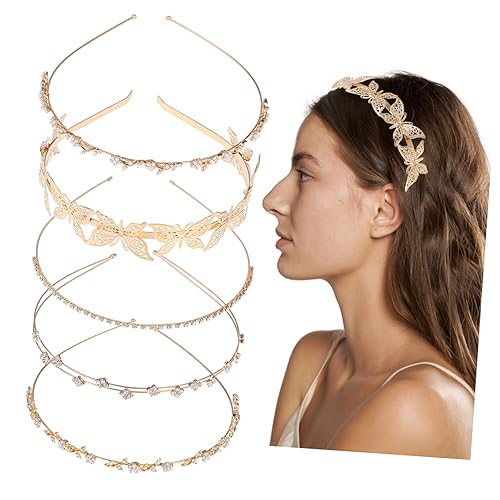 VINTORKY Serrage-tête En Métal Doré 5 Pièces Taille Unique Bandeaux Décoratifs Pour Filles Accessoires Pour Fêtes Et Spectacles