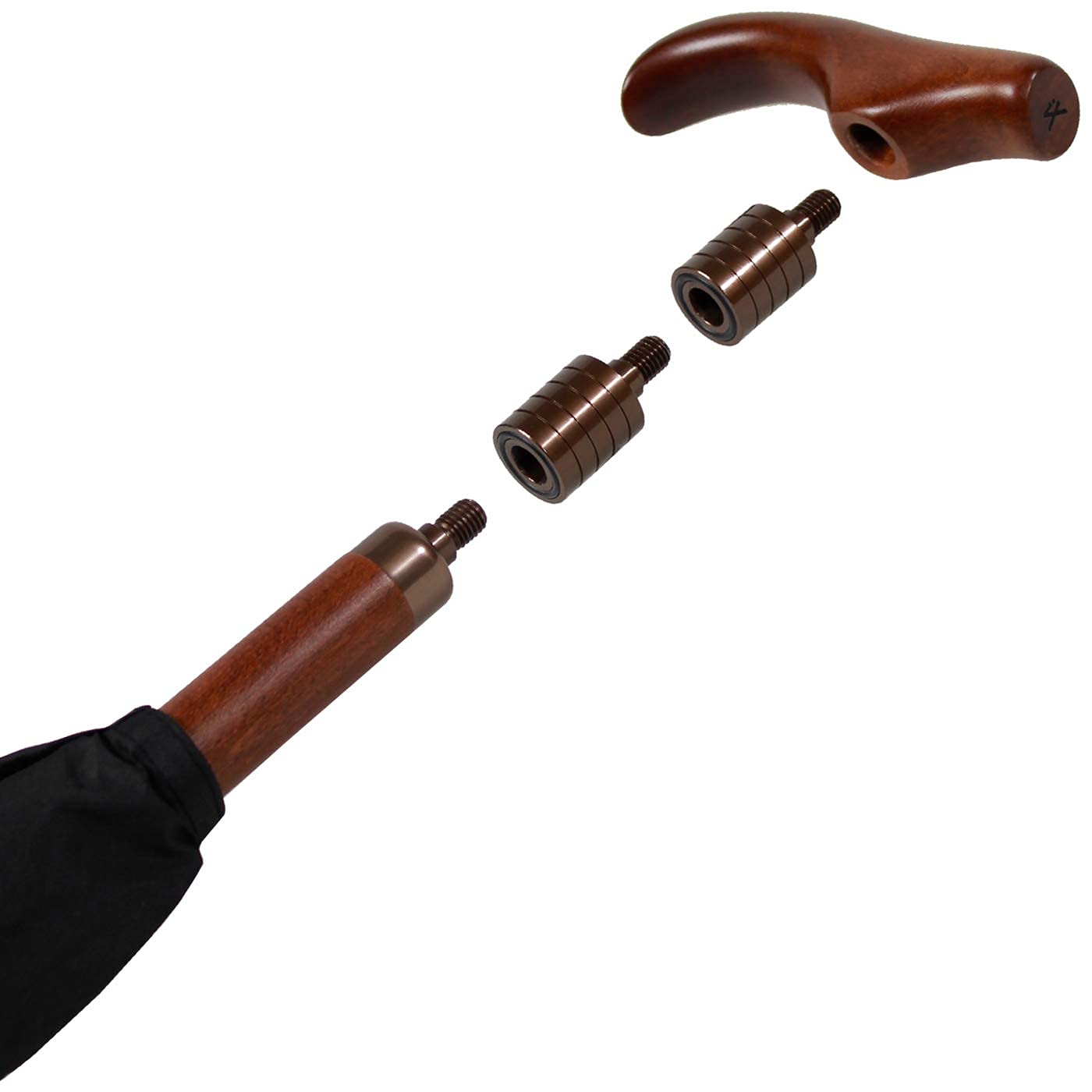 iX-brella Paralume regolabile in altezza con manico in legno, nero