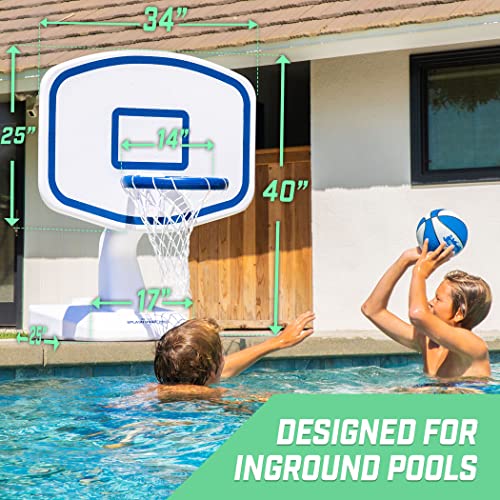 Gosports Splash Hoop Pro Swimming Pool Basketball Game - Includes Poolside Water Basketball Hoop, 2 Balls And Pump - White #TOP2
