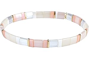Women's Tila Stretch Bracelets: Boho Style Stackable Flat Beaded Bracelets for Friendship