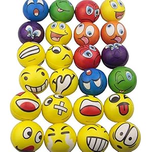 Mydio Set of 24 Stress Balls Stress Reliver Party Favor Soft PU Ball Assorted Colors Random Pattern Party Toys Kids Play…