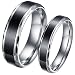 JewelryWe Men's Womens Stainless Steel Ring Silver Black Valentine Love Couples Promise Engagement Wedding Band