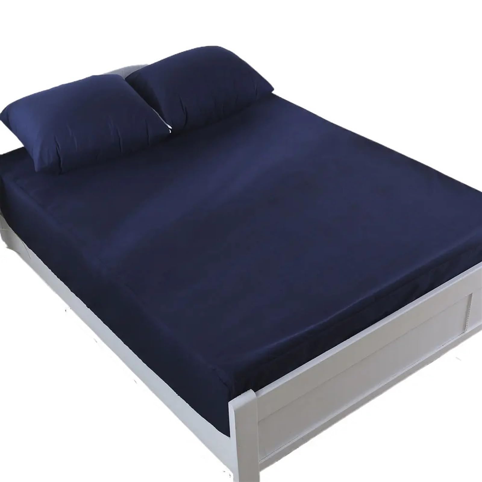 Sobrecolchón Acolchado de Microfibra Protector de colchón sólido Cubierta de sábana Impermeable Cubierta de colchón de Cama(Deep Blue,160x200x30cm)