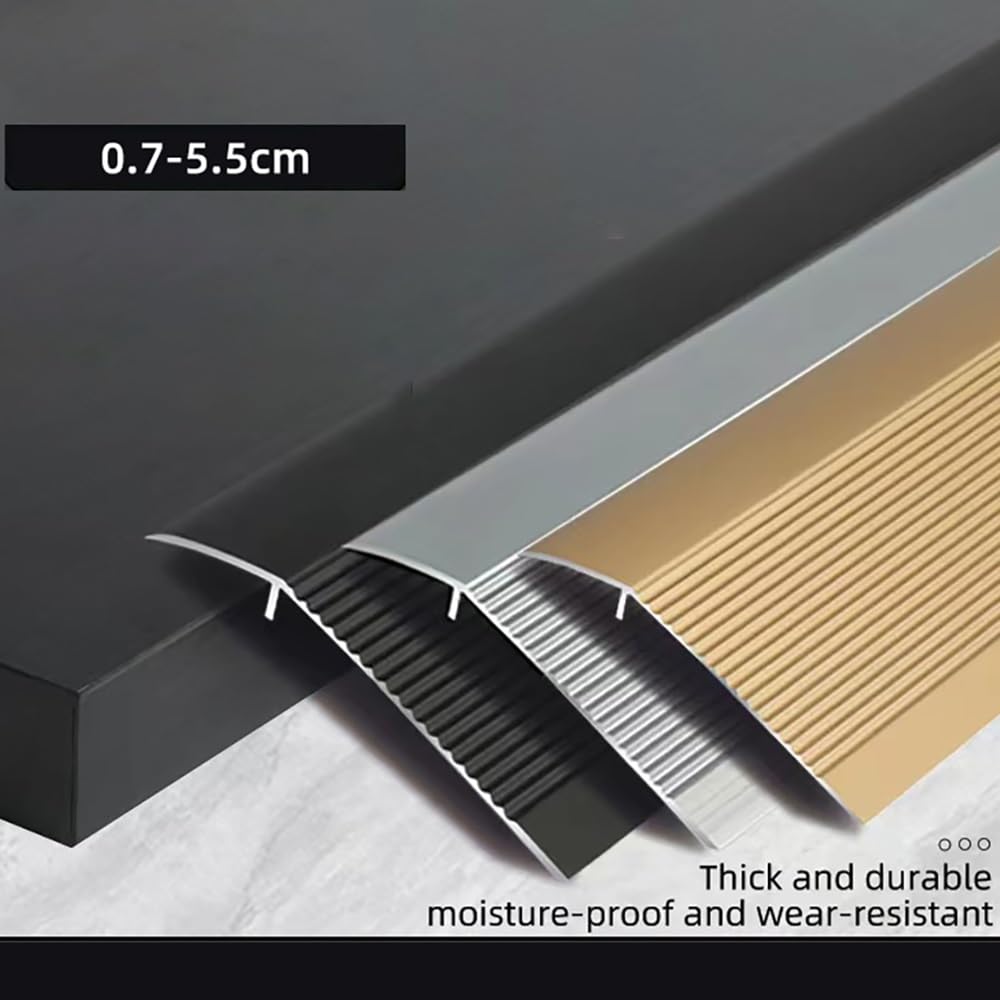 Aluminiowa listwa tratowa 25 mm-55 mm do wysokości podłogi Censat drzwi i tacka na płytki, 5 szt. czarny próg kątowy do gładkiej stolarki podłogowej