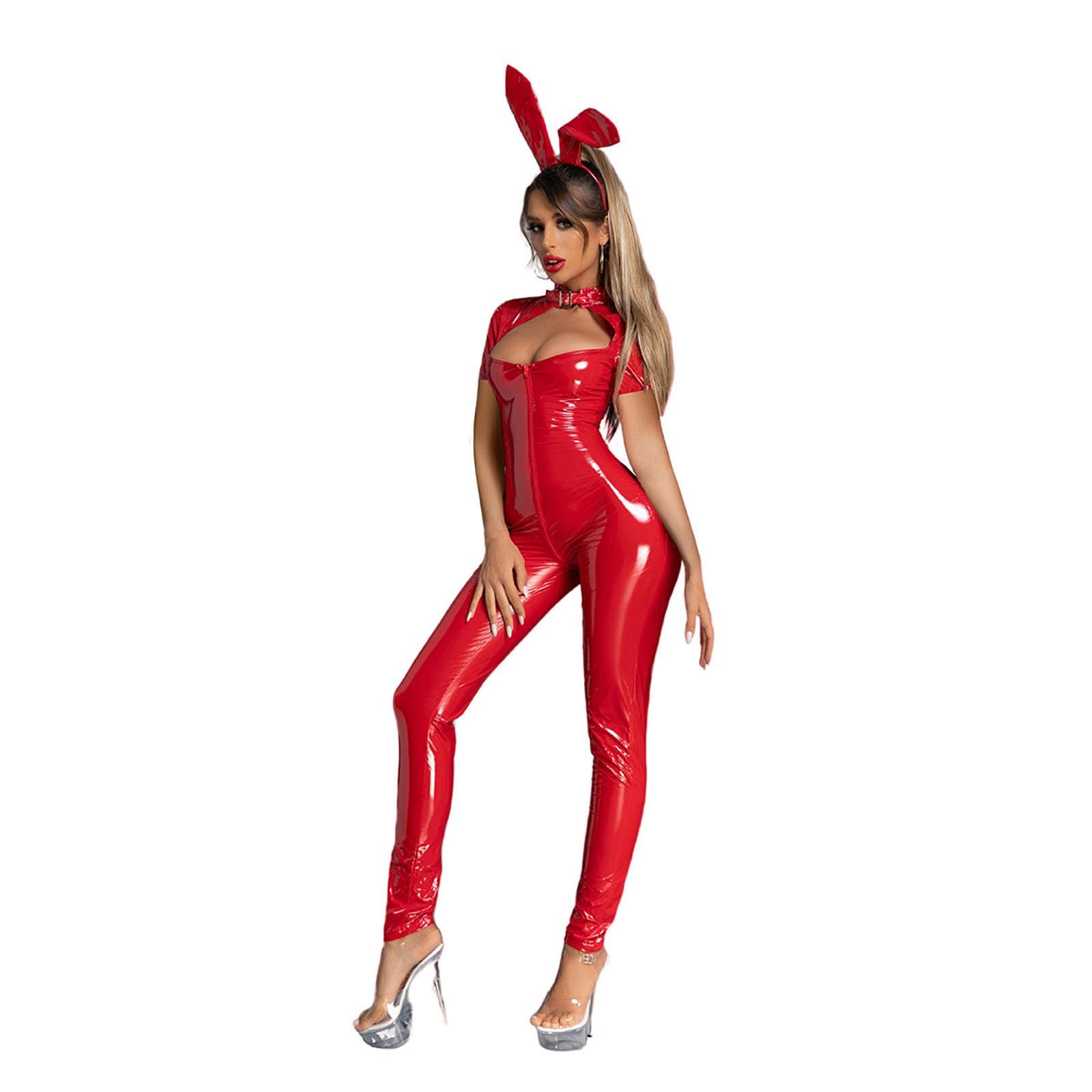 Mono de mujer con aspecto mojado, disfraz de látex, sexy, de manga larga, ajustado, erótico, con cinta para el pelo, disfraz de cosplay