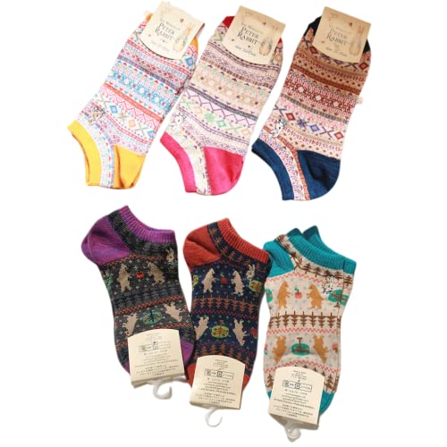 4/5/6/8/10 Pairs No Show Low Cut Socks For Women Soft Fuzzy Warm Flora Casual Invisible Liner Cute Ankle Winter Socks