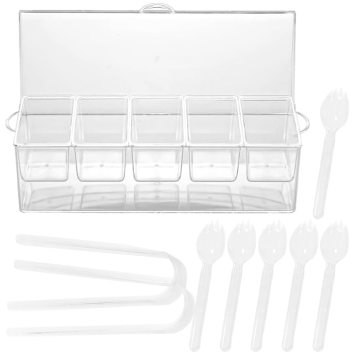 Coffret Épices en Plastique Réutilisable avec Couvercle et Cuillère, Contenant à Condiments Compact Cuisine et Salle à Manger, Capacité Suffisante, Rangement Simple