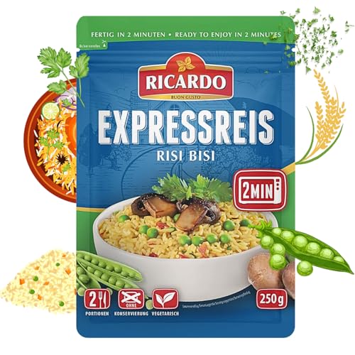 RICARDO Express Risi Risi Bisi 8 x 250 g Arroz Preparación Comida Preparada Microondas/Sartén rápida y sencilla
