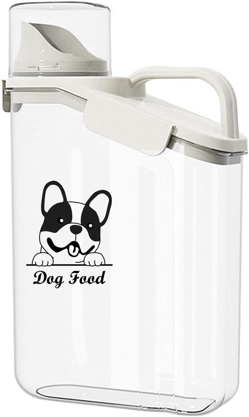 Bird Seed Storage Container,2.8L Airtight Bird Food Container with Handle and Measuring Cup,Portable Pet Food Container for Wild Bird Sunflower Seed-BPA Free Transparent/White
