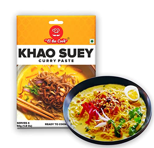 Image of EL The Cook Burmese Khowsuey Curry Cooking Kit - Medium |100% Veg|Restaurant style Khao Suey Noodles |Ready to Cook |Khao Suey curry paste (50g), Instant coconut milk Powder (50g)& Fried Onions (20g)