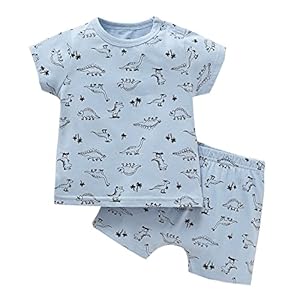 Zanie Kids Baby Toddler Pajamas for Girl and Boy Sleepwear Summer Pja Homewear Cotton