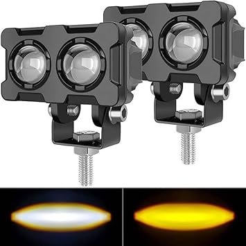 AUTOPOWERZ Motorcycle LED Fog Lamp Two Lens White Yellow Heavy Quality 40W Fog Lamp Car, Motorbike, Van LED (12 V, 40 W) (Universal For Bike, Pack of 2)