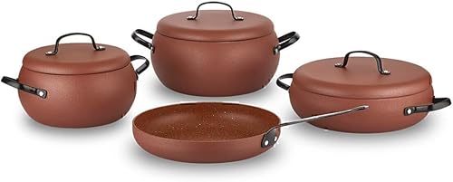 Korkmaz A2657 Juego de cocina 7 piezas, olla, fácil de limpiar, resistente a los arañazos