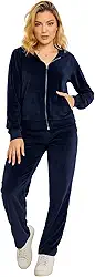 Conjunto Moletom Feminino com Zíper, Calça e Jaqueta, Azul Marinho