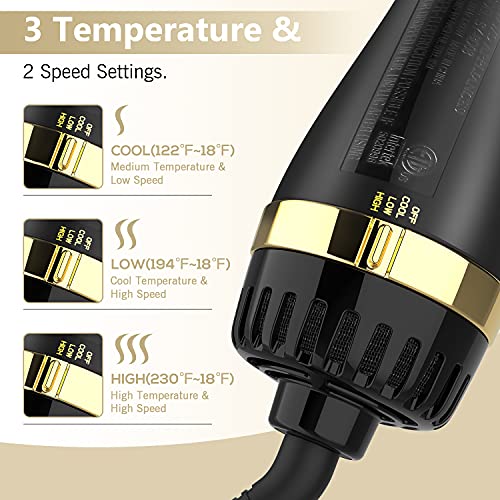 Hair Dryer Brush, Blow Dryer Brush, 4 In 1 Hot Air Brush, One Step Hair Dryer & Styler Volumizer With Enhanced Titanium Barrel, Blow Dryer Brush For Women (Gold) #TOP3