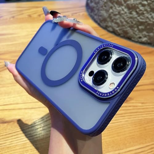 Coque de chargement sans fil magnétique mat pour iPhone 14 Pro Max en violet de luxe