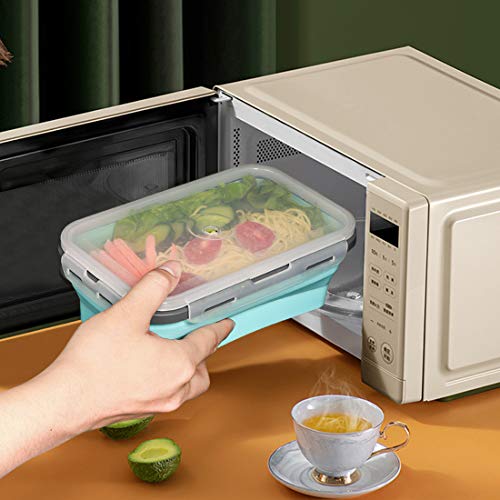 Beeptrum Zusammenklappbarer Aufbewahrungsbehälter aus Silikon mit Deckel, tragbarer Bento-Box zum Platzsparen, Mikrowelle, 4er-Set… – Ansicht 5