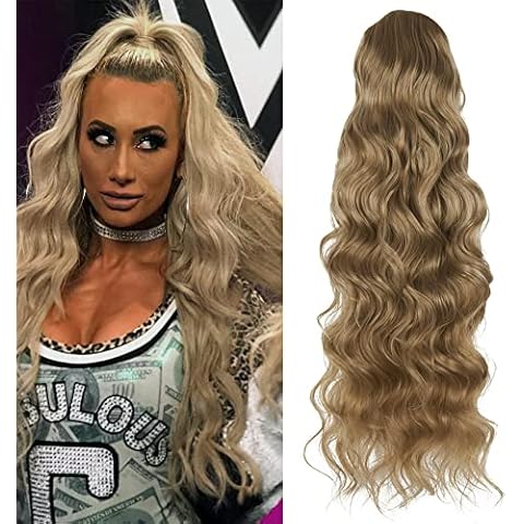 OMGREAT Drawstring Ponytail Extensions for Women 24 Inch Long Wavy Clip in Ponytail Extension Wave Curly Ponytail Hairpiece (Brown) Cover