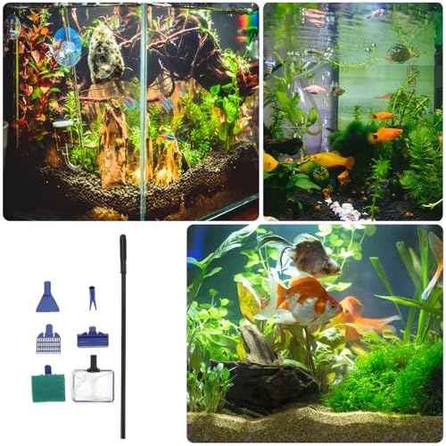 Kit de limpieza para acuarios para eliminar algas con tenedor y red 7