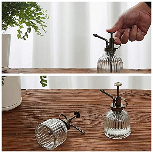 TIEMORE Plant Mister Flower Glazen Gieter Sproeifles Vintage Stijl met Bronzen Kunststof Top Pomp Glazen Gieter Met Een… - Image 4
