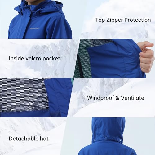 Image of Girls Boys Rain Jackets, Lightweight Waterproof Kids Rain Coats with Hood Windbreakers for Kids