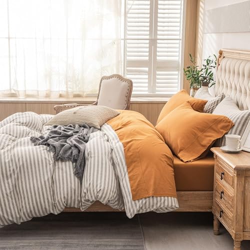 PURE ERA Jersey Knit 3pcs Bed Sheet Set 100% T-Shirt Heather Cotton Super Soft Comfy Breathable Fits Mattress Up to 20" Extra Deep Pocket (Solid Burnt Orange, Twin XL)