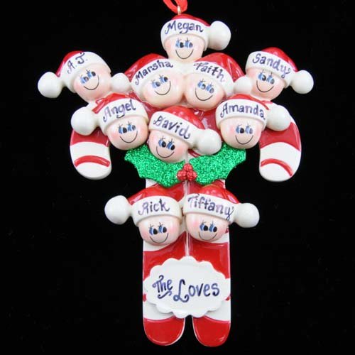 Candy Cane Family of 10 Ornament