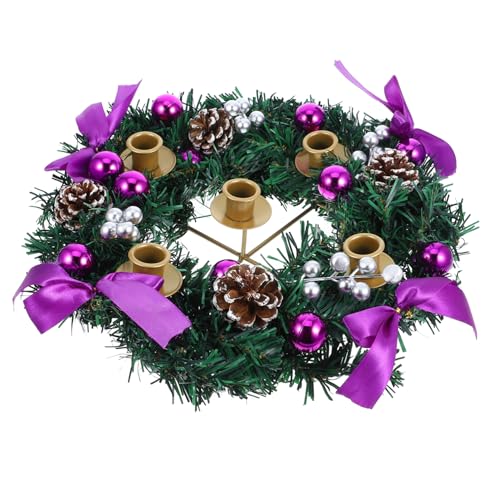 Beatifufu Advent Wreath Candlestick Christmas Centerpiece Decorative Christmas Candles Holder Menorah Garland