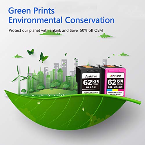 Ankink 62Xl Ink Cartridges Higher Yield Replacement For Hp 62 Ink Xl Hp62 Hp62Xl Combo Black Color Envy 7640 5660 5540 7645 5640 7644 Officejet 5740 200 250 5745 8040 Printer Tricolor 2 Pack C2P07An #TOP6
