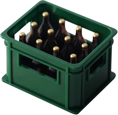 TOYANDONA Worlds - Caja de botellas de cerveza en miniatura para casa de muñecas, caja de cerveza para casa de muñecas, caja de almacenamiento de