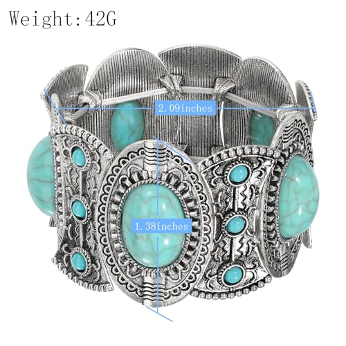 Turquoise Bracelet for Women Boho Bracelets Vintage Western Cowgirl Bangle Bracelet Stretch Turquoise Jewelry4