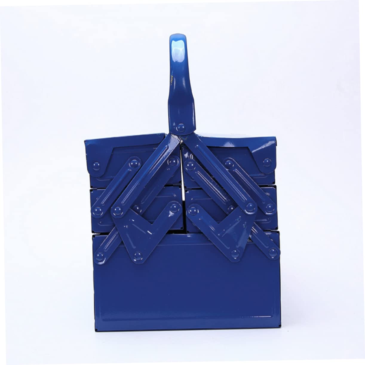 Hemobllo Grosse Boîte à Outils en Fer Bleue à Poignée, Rangement Portable