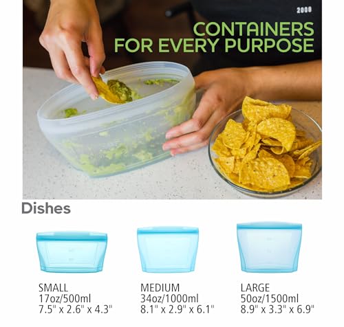 Zip Standing REUSABLE SILICONE FOOD BAG SET Reusable Silicone Food Storage Bag, Stand Up Food Storage Container, Reusable Zipper Seal Bag thumb #4