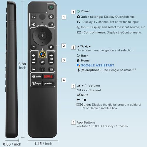 Image of Remote-for-Sony-TV, Voice Replacement Control for Sony Bravia Smart TVs